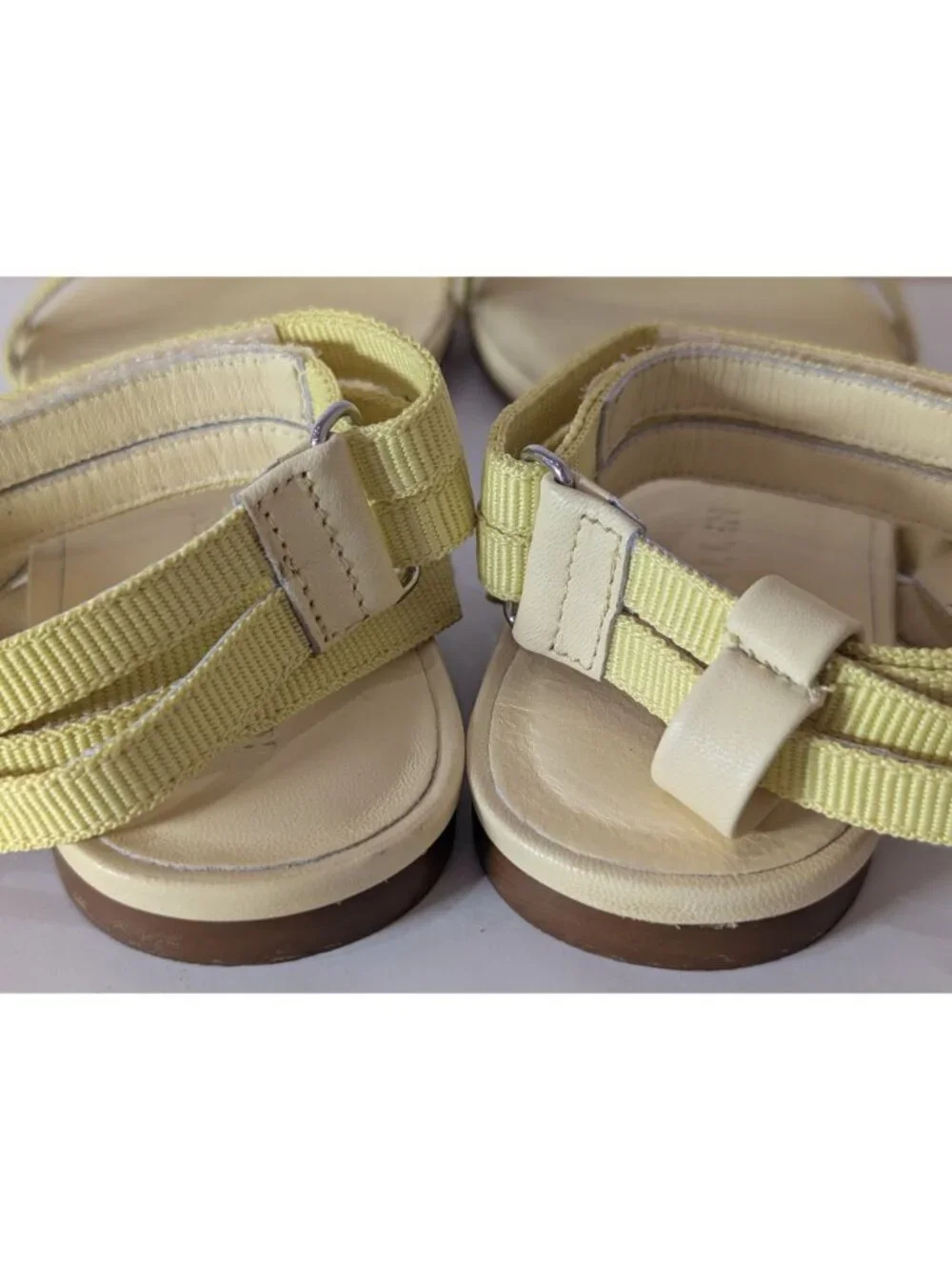 NEW Rebecca Allen Yellow Strappy Flat Leather Sandals, Size 6.5